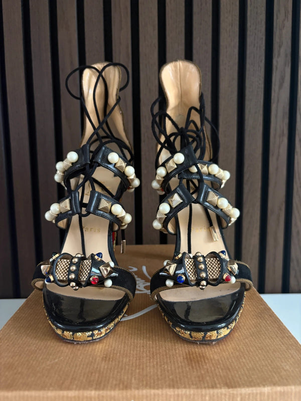 Christian Louboutin Tudor Ball 100 Pearl Heel Sandals - Detail