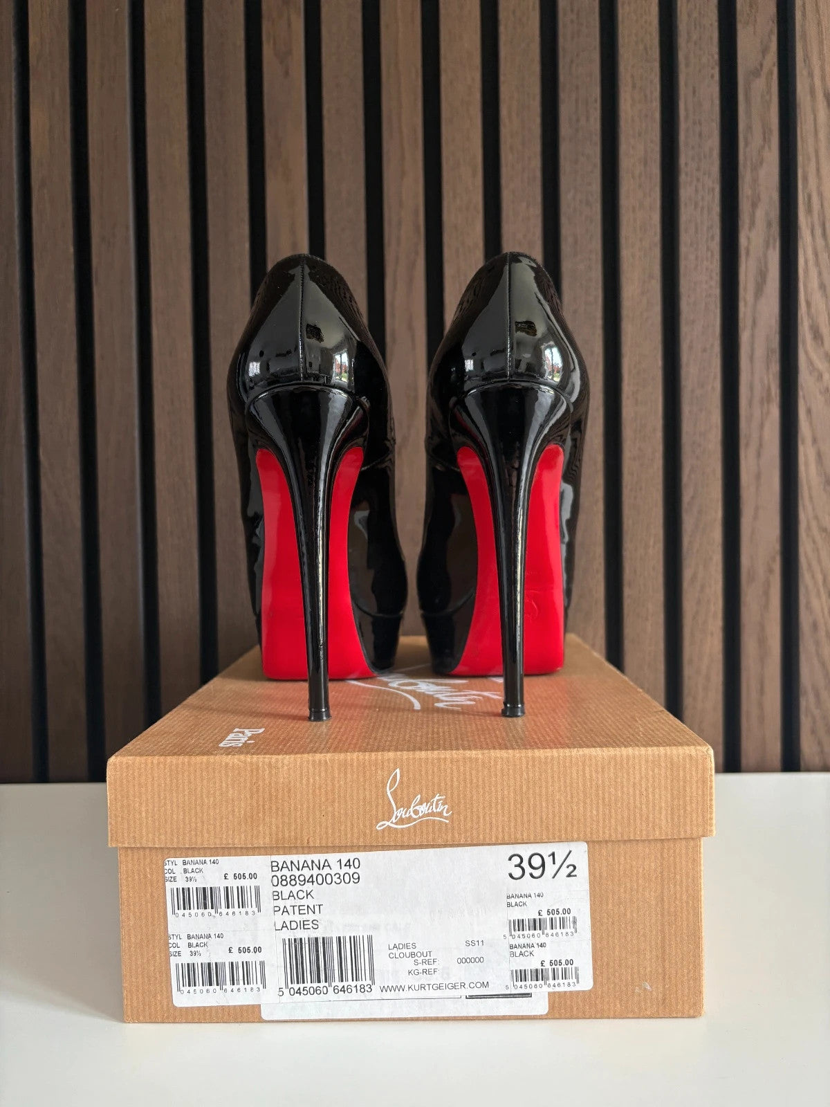 Christian Louboutin Banana Black (image 3) Christian Louboutin Banana 140 Black Patent Leather Prive Heels - detail view