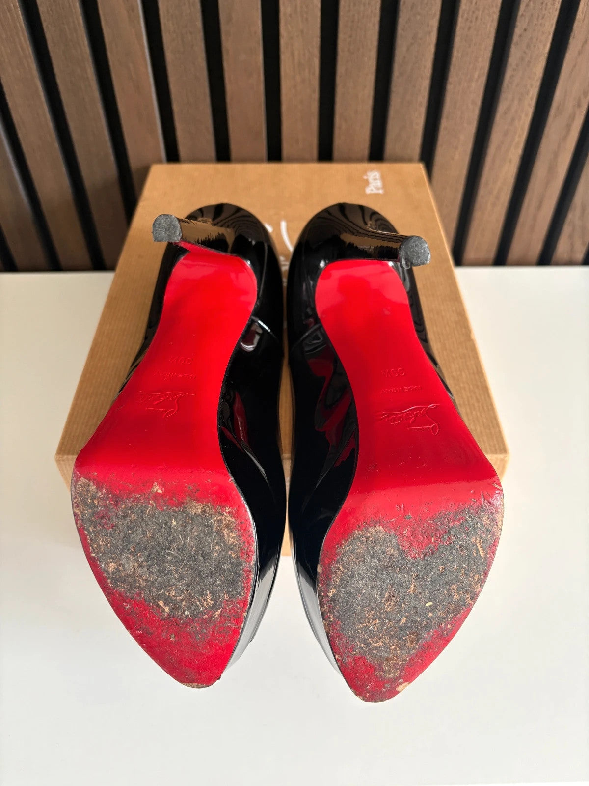 Christian Louboutin Banana Black (image 7) Christian Louboutin Banana 140 Black Patent Leather Prive Heels - additional view 7