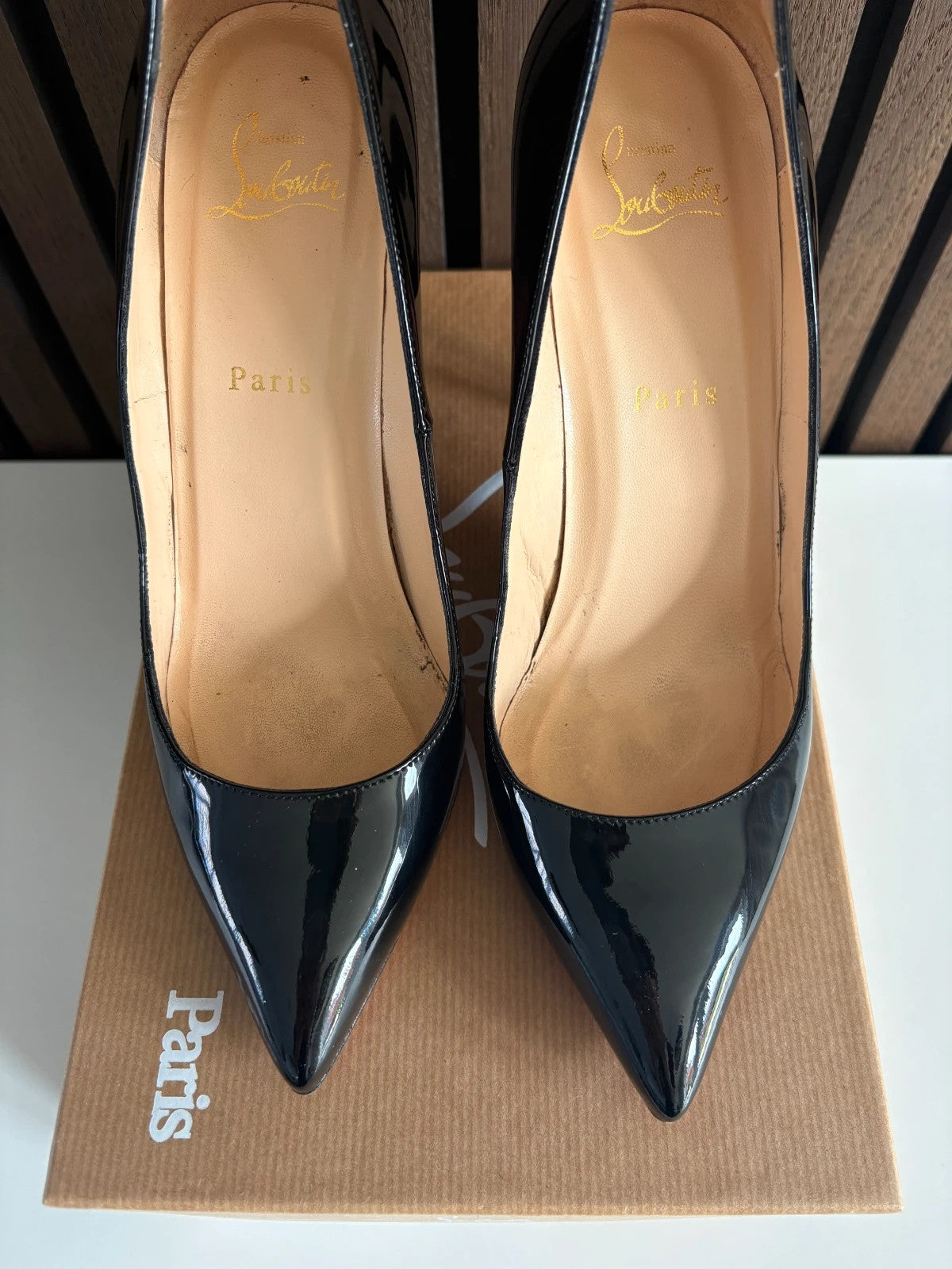Christian Louboutin Batignolles Black (image 7) Christian Louboutin Batignolles 100 Black Patent Leather Heels - additional view 7