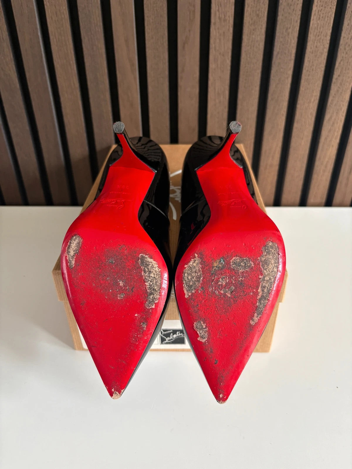 Christian Louboutin Batignolles Black (image 6) Christian Louboutin Batignolles 100 Black Patent Leather Heels - additional view 6