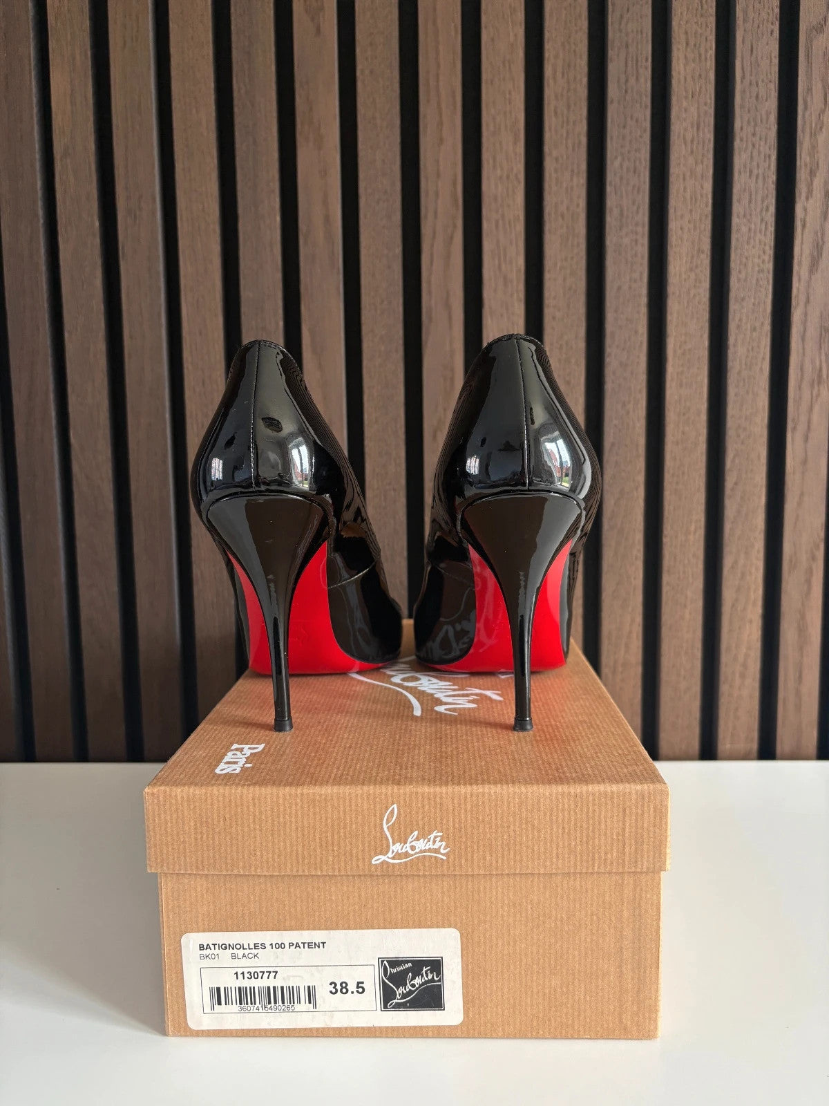 Christian Louboutin Batignolles Black (image 5) Christian Louboutin Batignolles 100 Black Patent Leather Heels - heel and construction