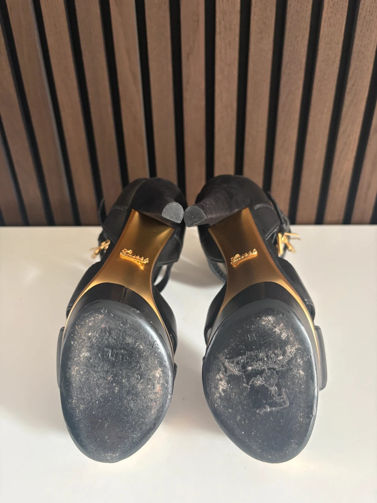 Gucci Gucci Black (image 7) Gucci Gucci Black Leather Platform Gladiator Sandals - additional view 7