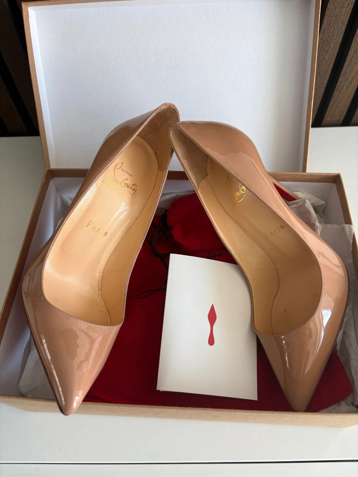 Christian Louboutin Pigalle Nude (image 2) Christian Louboutin Pigalle 120 Nude Patent Leather Heels - alternate angle