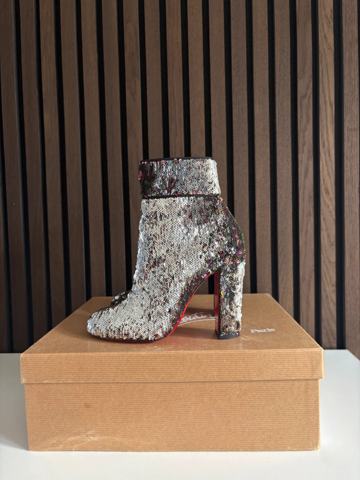 Christian Louboutin MoulaMax Multicolour (image 5) Christian Louboutin MoulaMax 100 Ankle Boots - heel and construction