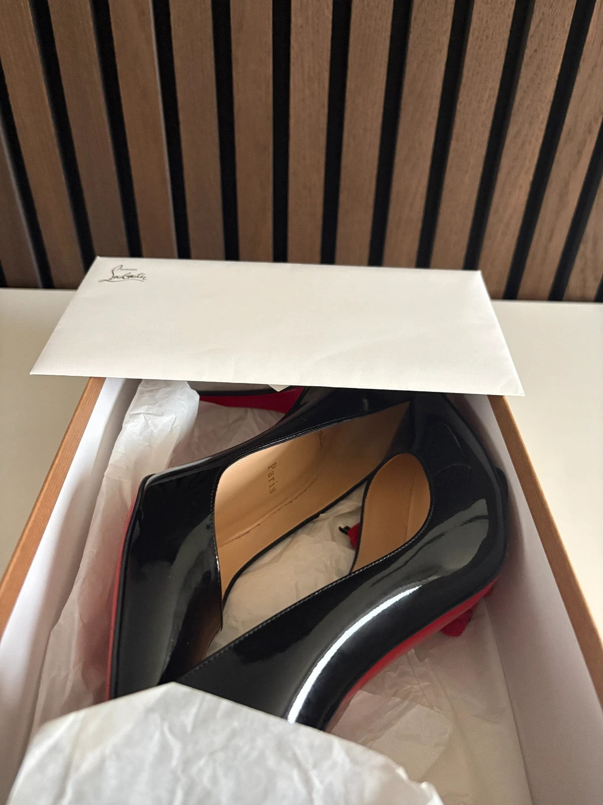 Christian Louboutin Pigalle Black (image 4) Christian Louboutin Pigalle 85 Black Patent Leather Heels - red sole detail