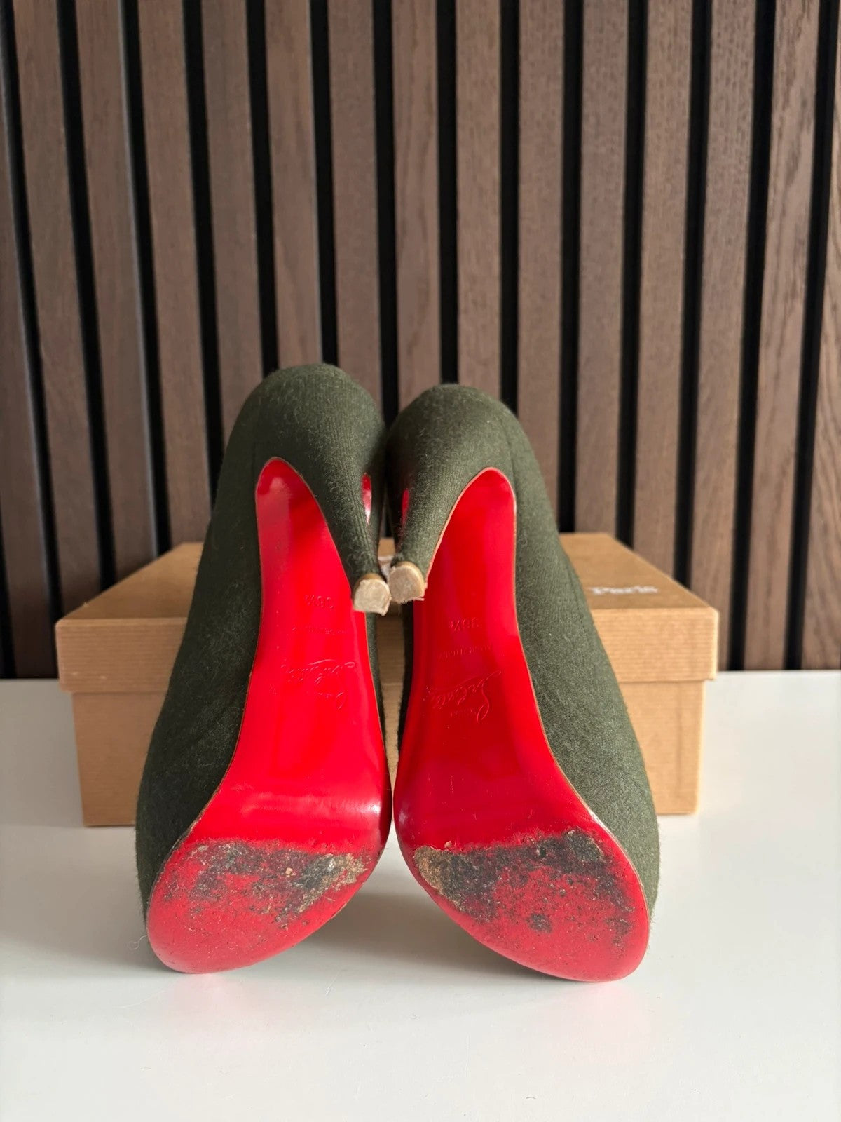 Christian Louboutin Flannel Loubout 150 Leather Red - Additional View Christian Louboutin Flannel Loubout 150 Leather Red Boots (EU 36.5 / UK 3.5) - additional view 8