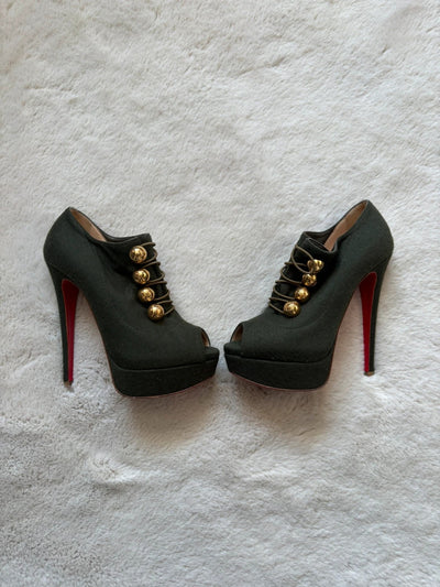 Christian Louboutin Flannel Loubout 150 Leather Red Boots (EU 36.5 / UK 3.5)