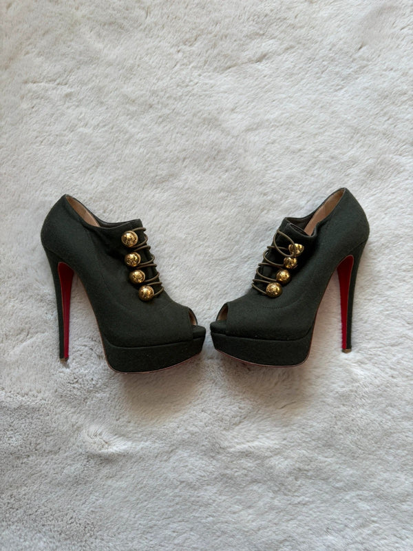 Christian Louboutin Flannel Loubout 150 Leather Red Boots (EU 36.5 / UK 3.5) - Detail