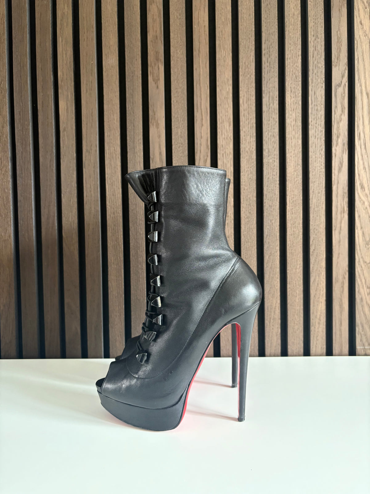 Christian Louboutin Alta Boutin 150mm heel Black Nappa Leather, pre-owned authenticated UK Christian Louboutin Alta Boutin 150mm Black Nappa Leather Size EU 38 - main product view