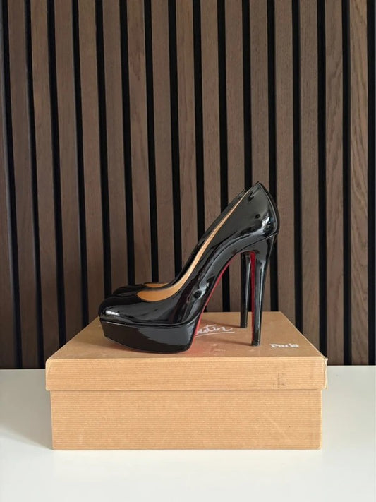 Christian Louboutin Bianca 140mm heel Black Patent Leather, pre-owned authenticated UK