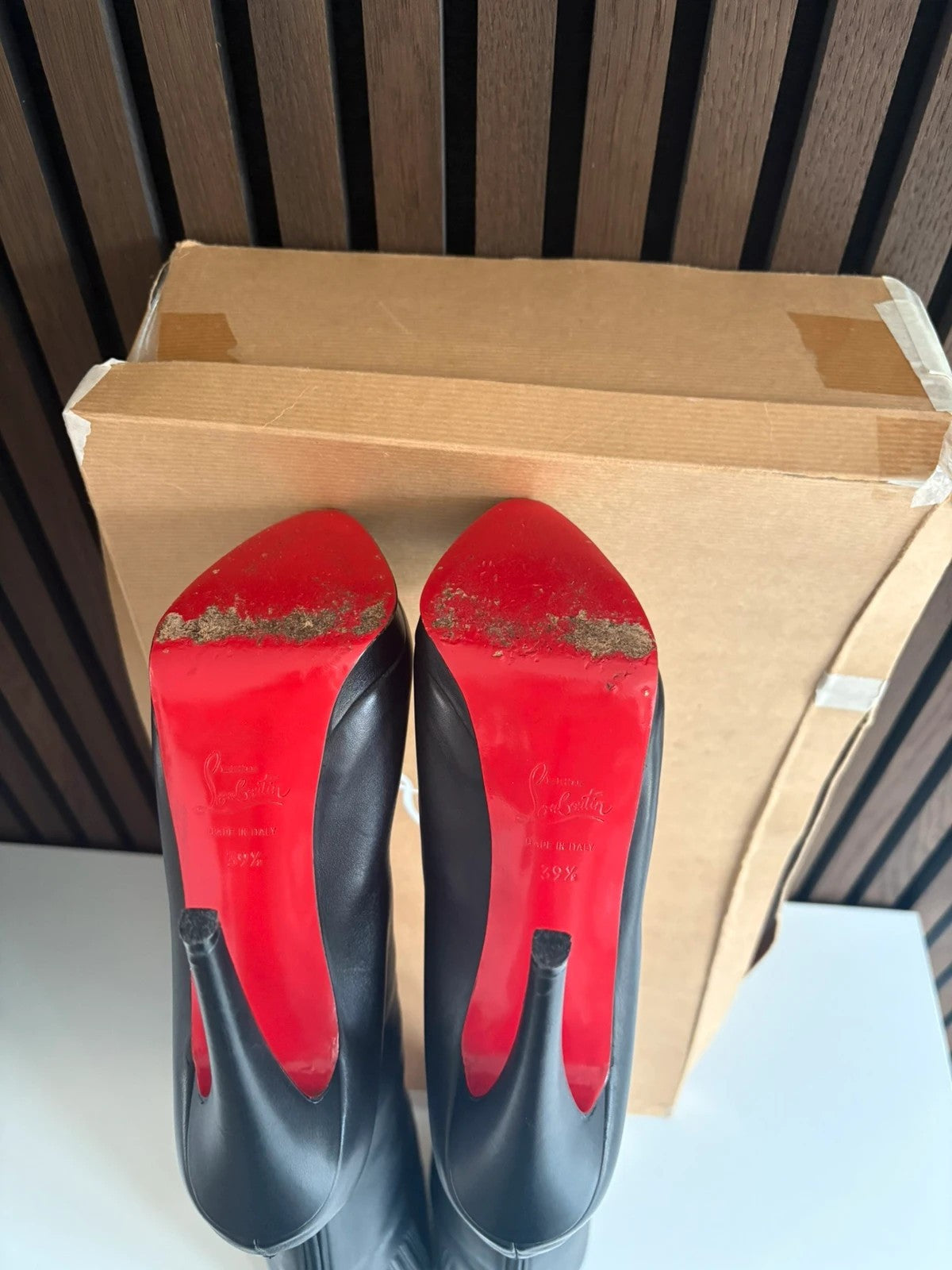 Christian Louboutin Botta 100 Leather Black - Additional View Christian Louboutin Botta 100 Leather Black Boots (EU 39.5 / UK 6.5) - additional view 7