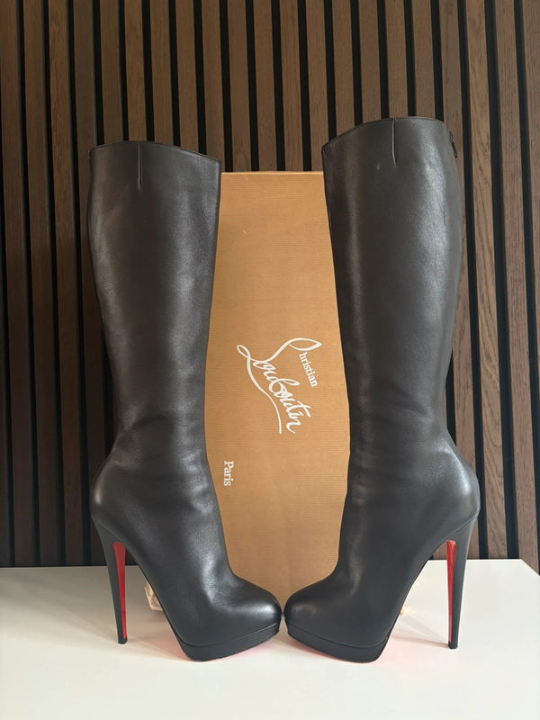 Christian Louboutin Botta 100 Leather Black Boots (EU 39.5 / UK 6.5)