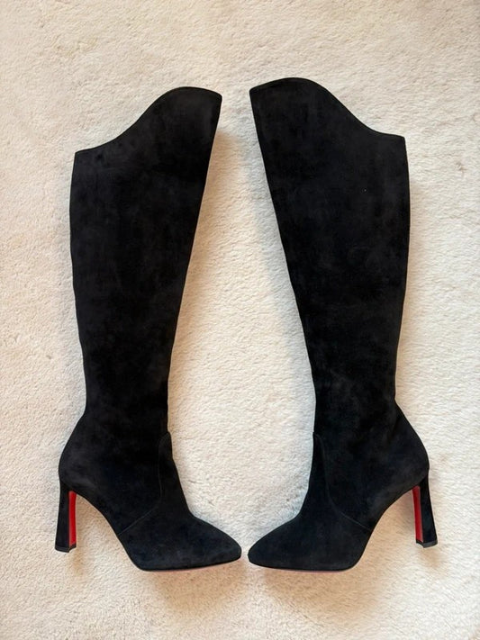 Christian Louboutin Botta 85mm heel Black Suede, pre-owned authenticated UK