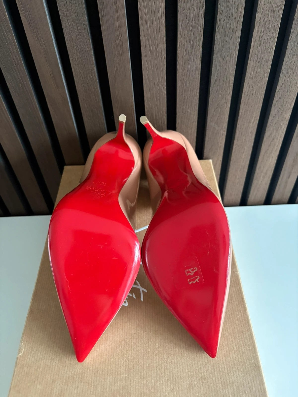 Christian Louboutin Hot Chick 100 Patent Leather Nude - Additional View Christian Louboutin Hot Chick 100 Patent Leather Nude Heels (EU 38 / UK 5) - additional view 7