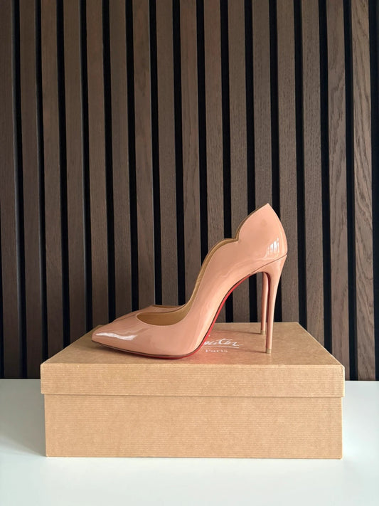 Christian Louboutin Hot Chick 100 Patent Leather Nude - Front View