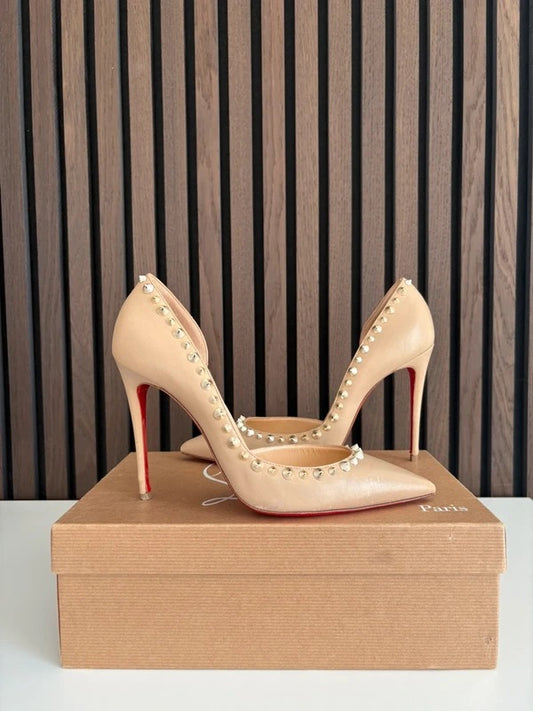 Christian Louboutin Irishell 85mm heel Nude Leather, pre-owned authenticated UK