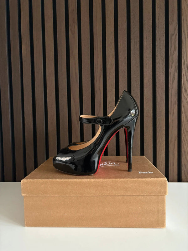 Christian Louboutin Jane Vendome 120 Patent Leather Black Heels (EU 37 / UK 4)