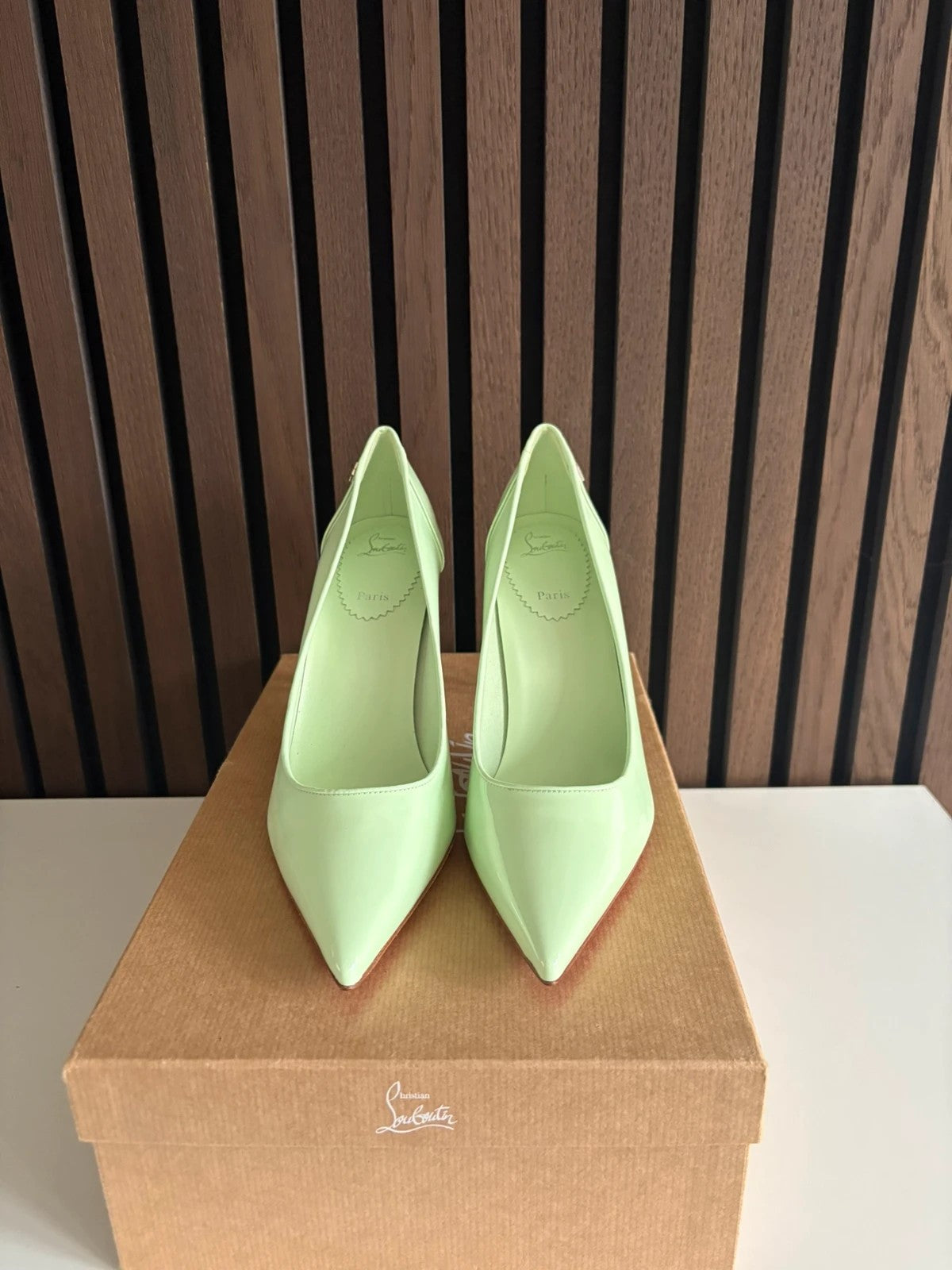 Christian Louboutin Kate 85 Patent Leather Black - Interior Christian Louboutin Kate 85 Patent Leather Black Heels (EU 38 / UK 5) - heel and construction