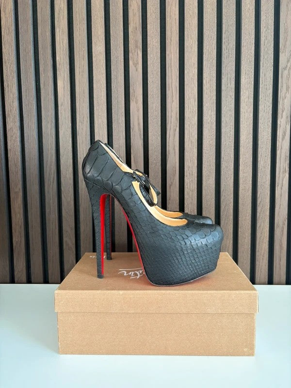 Christian Louboutin Lady Daf Mary Jane Platform Heels Python Leather (EU 39.5 / UK 6.5) - Detail