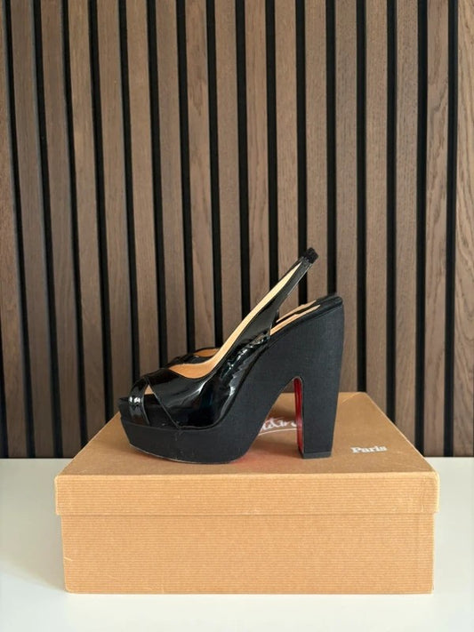 Christian Louboutin Mrs Propre 140mm heel Black Leather, pre-owned authenticated UK