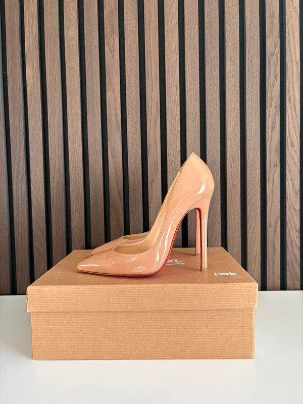 Christian Louboutin Pigalle 120 Nude Patent Leather Heels (EU 37 / UK 4)
