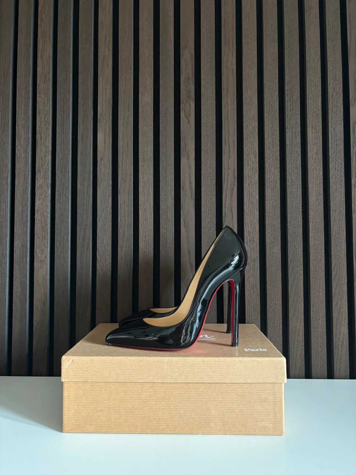 Christian Louboutin Pigalle 120 Patent Leather Black - Front View Christian Louboutin Pigalle 120 Patent Leather Black Heels (EU 40.5 / UK 7.5) - main product view