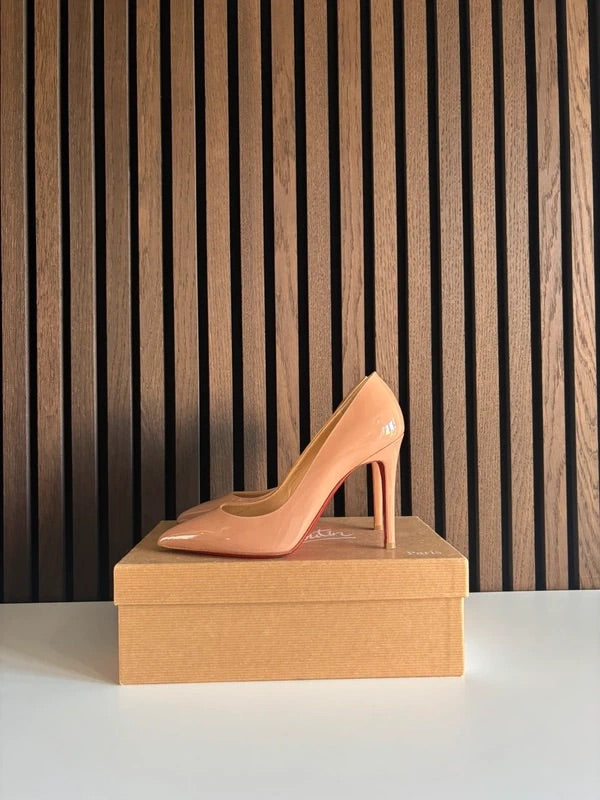 Christian Louboutin Pigalle Nude Patent Leather, pre-owned authenticated UK Christian Louboutin Pigalle Nude Patent Leather Heels (EU 38 / UK 5) - main product view