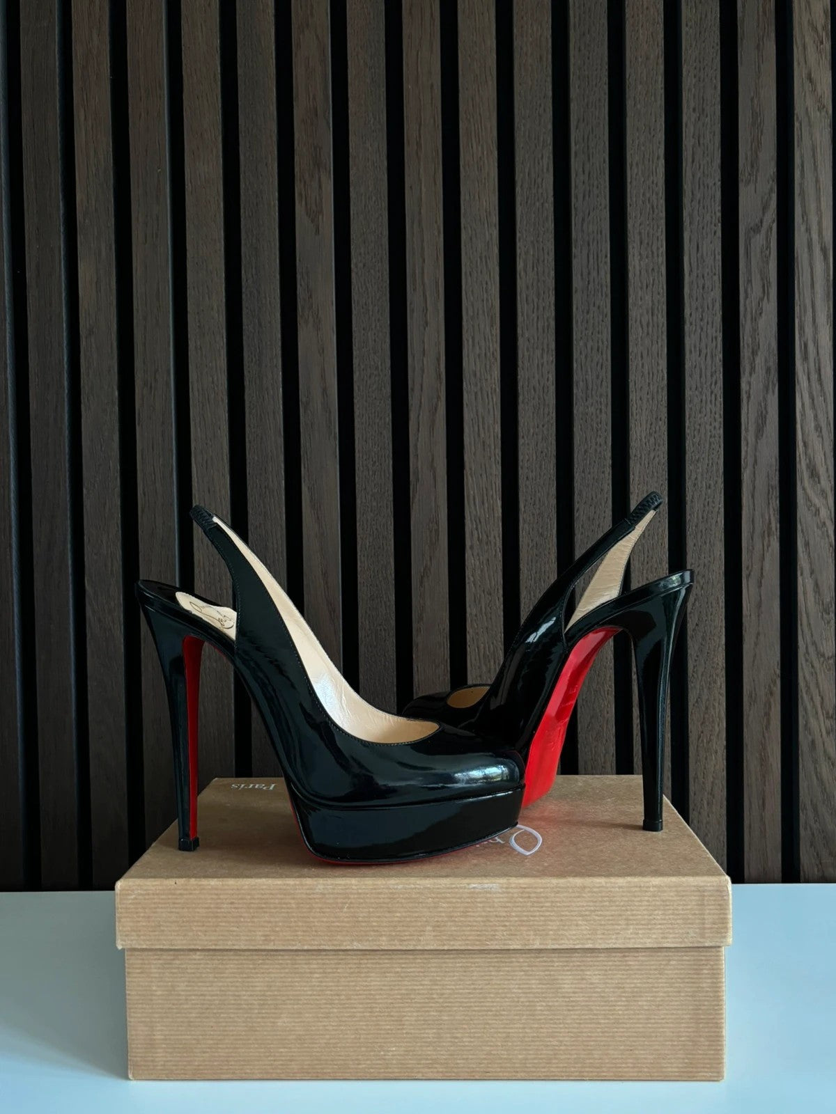 Christian Louboutin Private Number 120 Patent Leather Black - Interior Christian Louboutin Private Number 120 Patent Leather Black Heels (EU 37.5 / UK 4.5) - heel and construction