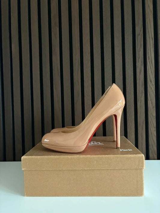 Christian Louboutin Simple 120mm heel Apricot Patent Leather, pre-owned authenticated UK