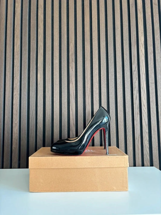 Christian Louboutin Simple Pump 85mm heel Black Leather, pre-owned authenticated UK