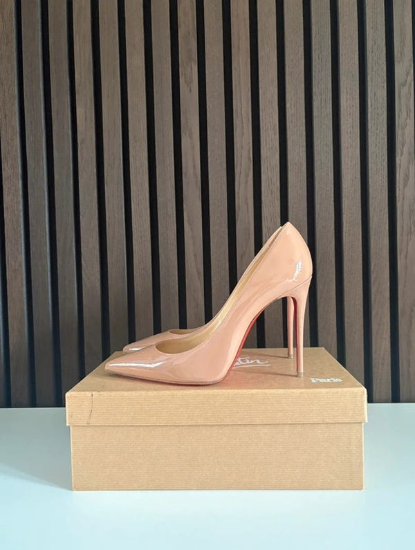 Christian Louboutin Kate 100 Nude Patent Leather Heels (EU 37.5 / UK 4.5)