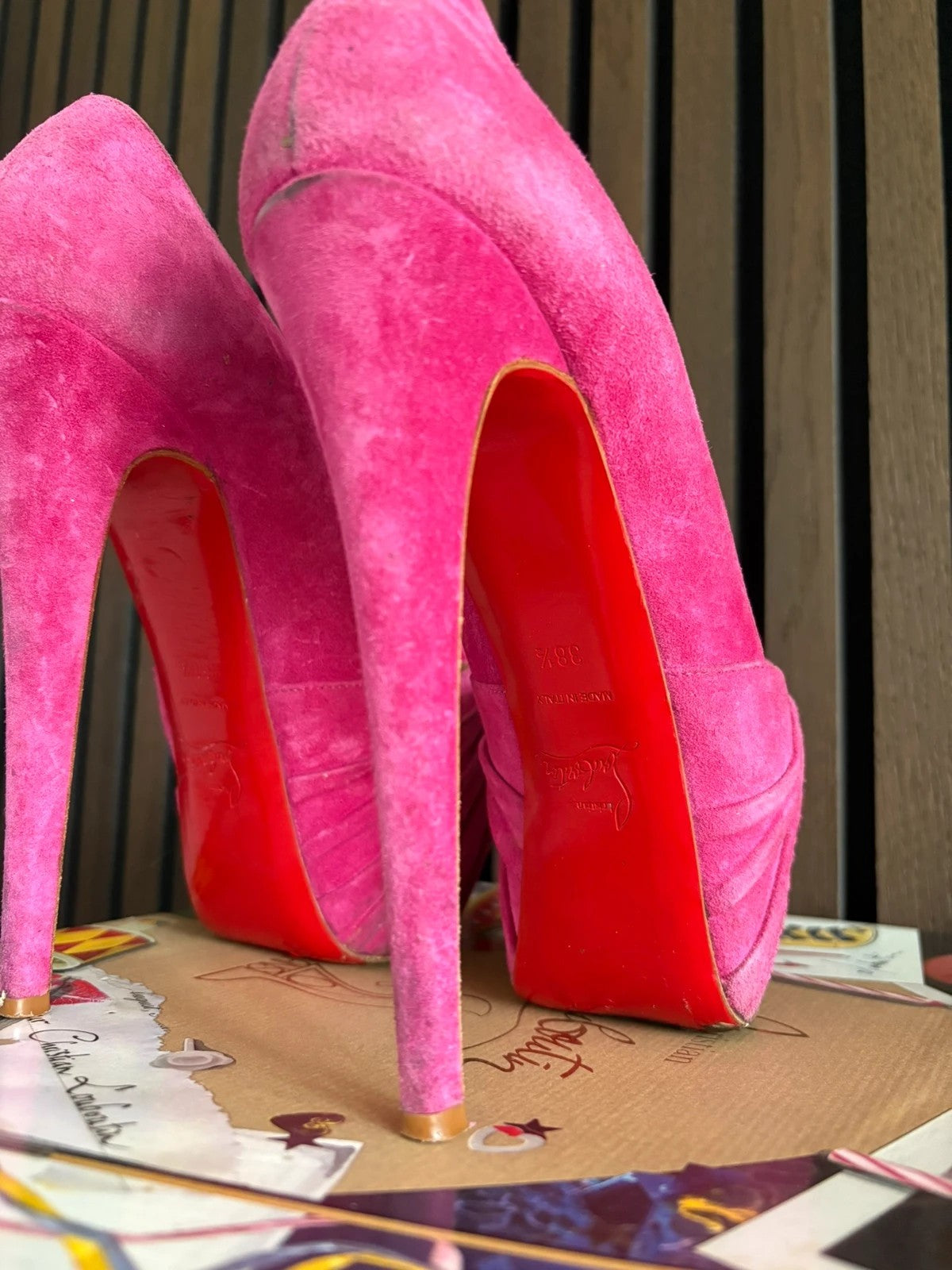 Christian Louboutin Special Edition Lady Gres 160 Velour 160 Leather Pink - Additional View Christian Louboutin Special Edition Lady Gres Velour 160 Leather Pink Heels (EU 38.5 / UK 5.5) - additional view 9