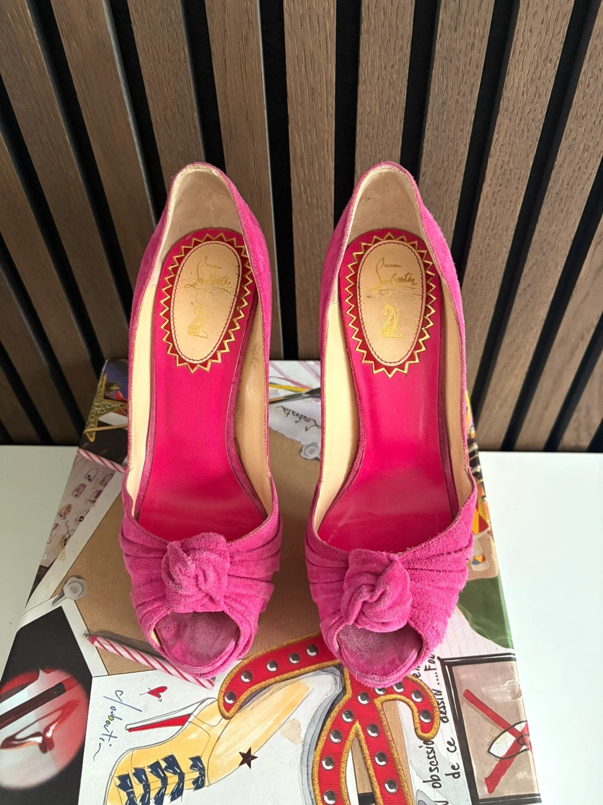Christian Louboutin Special Edition Lady Gres 160 Velour 160 Leather Pink - Interior Christian Louboutin Special Edition Lady Gres Velour 160 Leather Pink Heels (EU 38.5 / UK 5.5) - heel and construction