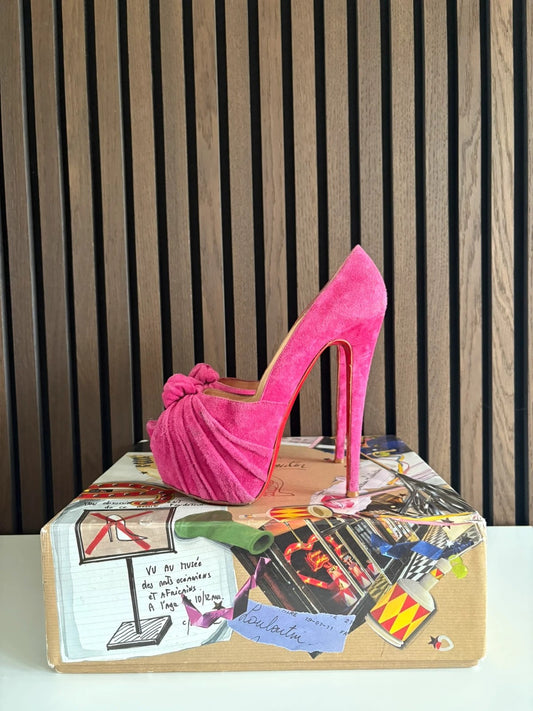 Christian Louboutin Special Edition Lady Gres 160 Velour 160 Leather Pink - Front View