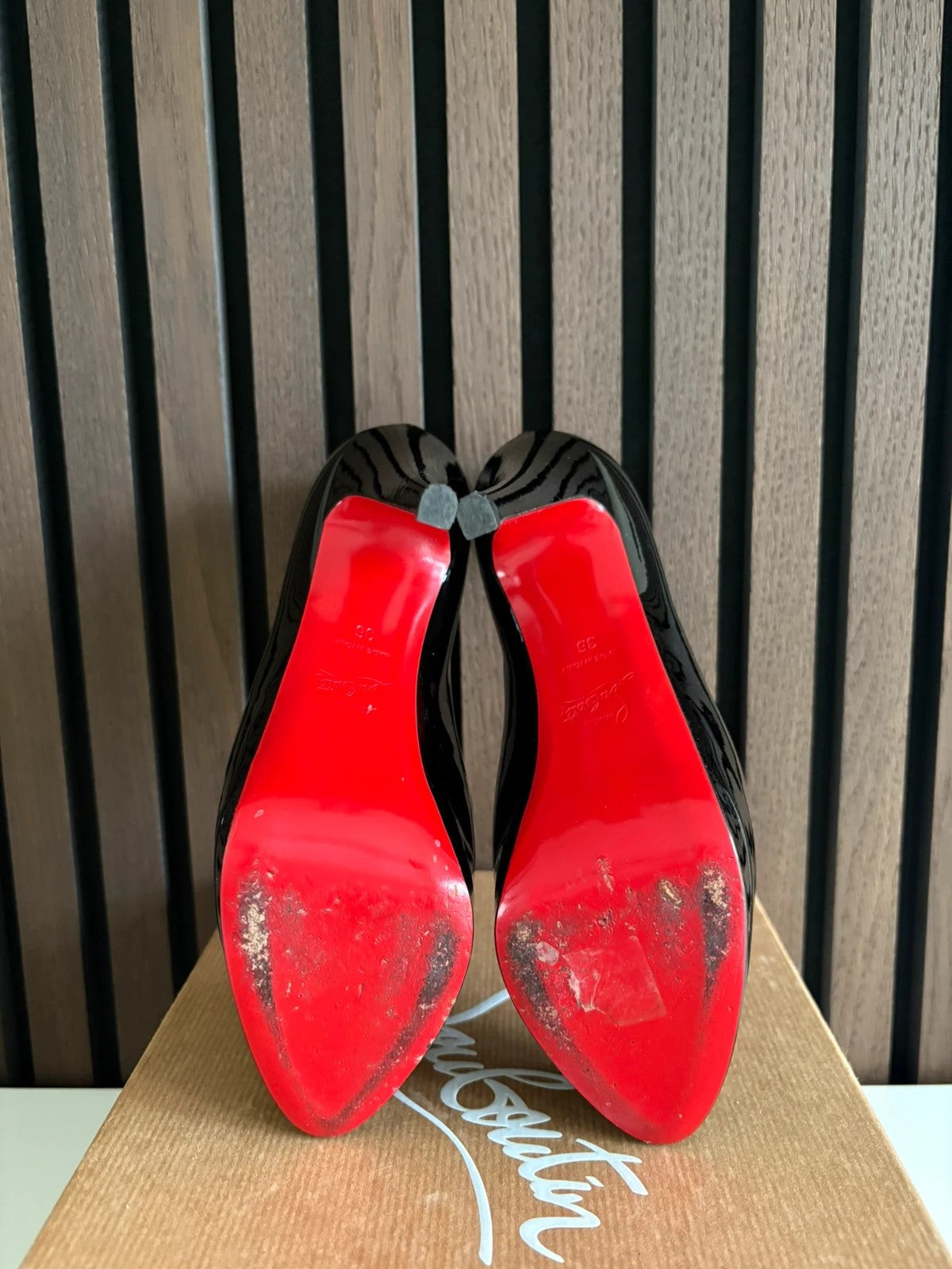 Christian Louboutin Very Prive 120 Patent Leather Black - Interior Christian Louboutin Very Prive 120 Patent Leather Black Heels (EU 36 / UK 3) - heel and construction