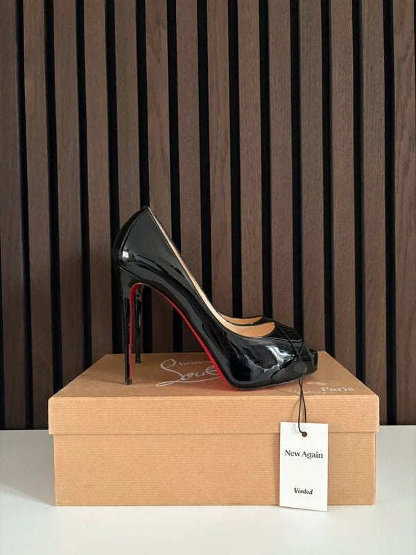 Christian Louboutin Very Prive 120 Black Patent Leather Heels (EU 37.5 / UK 4.5) - Detail