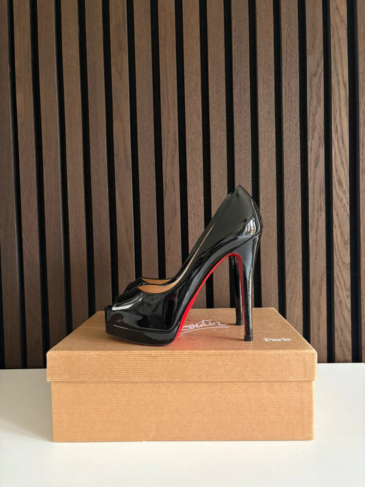 Christian Louboutin Very Prive 120 Patent Leather Black - Front View