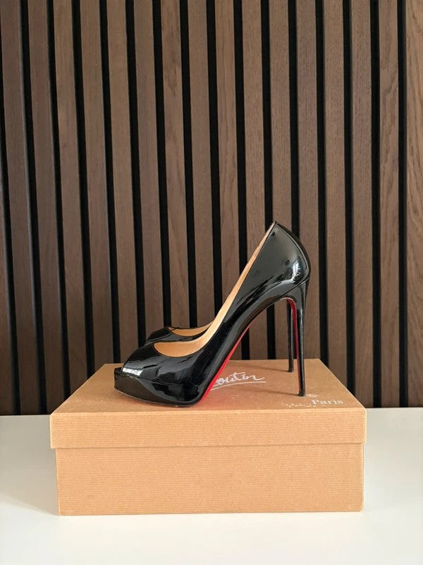 Christian Louboutin Very Prive 120 Black Patent Leather Heels (EU 37.5 / UK 4.5)