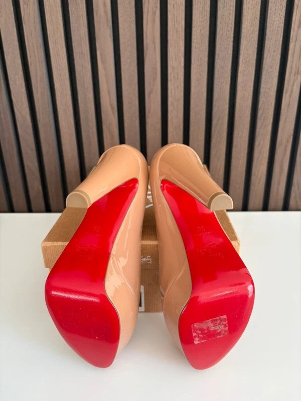 Christian Louboutin Vickybass 140 Patent Leather Platform Heels Nude (EU 36 / UK 3) - Detail