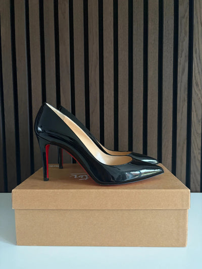 Christian Louboutin Pigalle 85 Black Patent Leather Heels