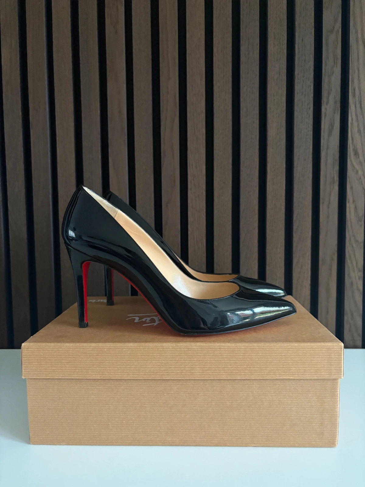 Christian Louboutin Pigalle Black (image 2) Christian Louboutin Pigalle 85 Black Patent Leather Heels - alternate angle