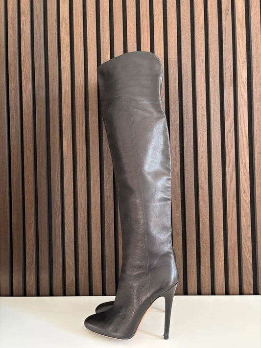 Jimmy Choo Hayley 100mm heel Black Leather, pre-owned authenticated UK